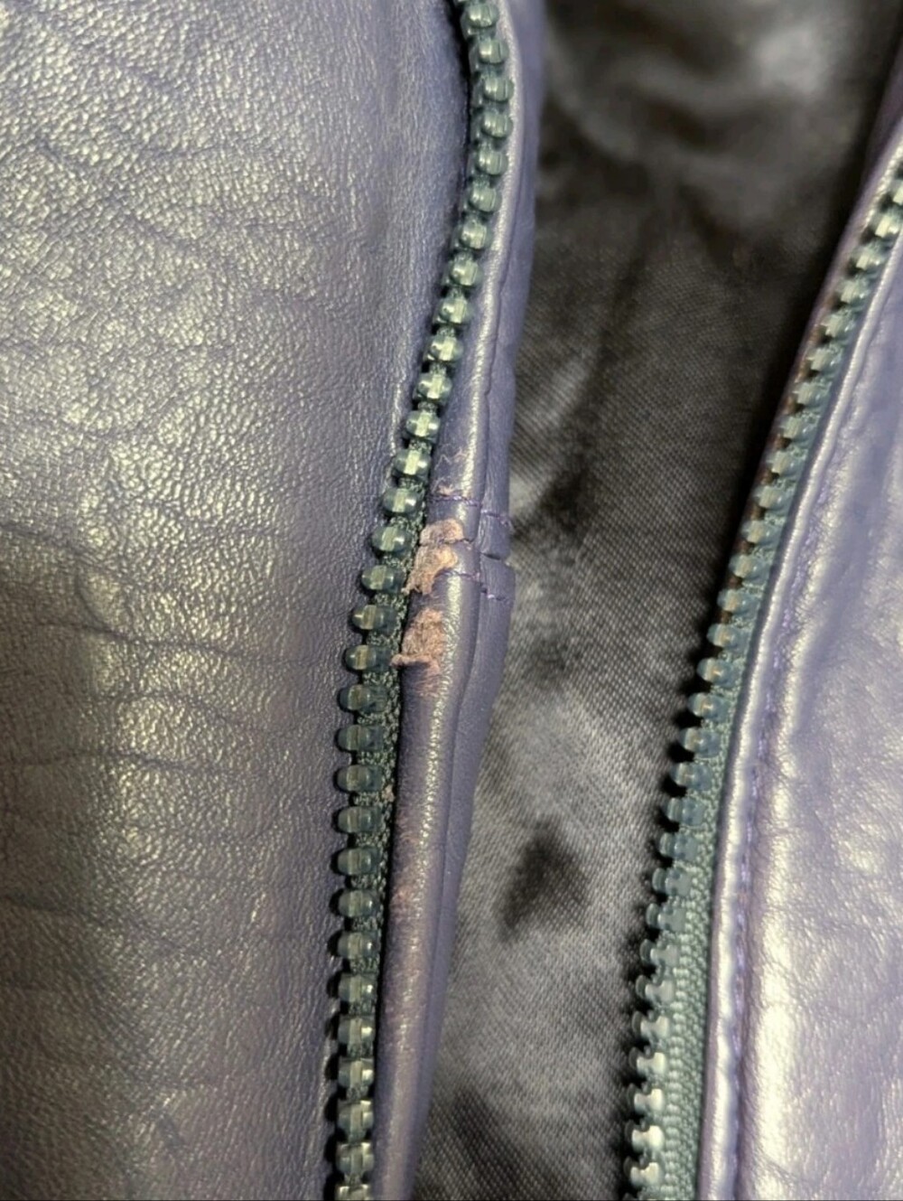 The Old Mill Glen Laine by Bainton Periwinkle, Leather Jacket Bomber Style - M - Picture 13 of 16